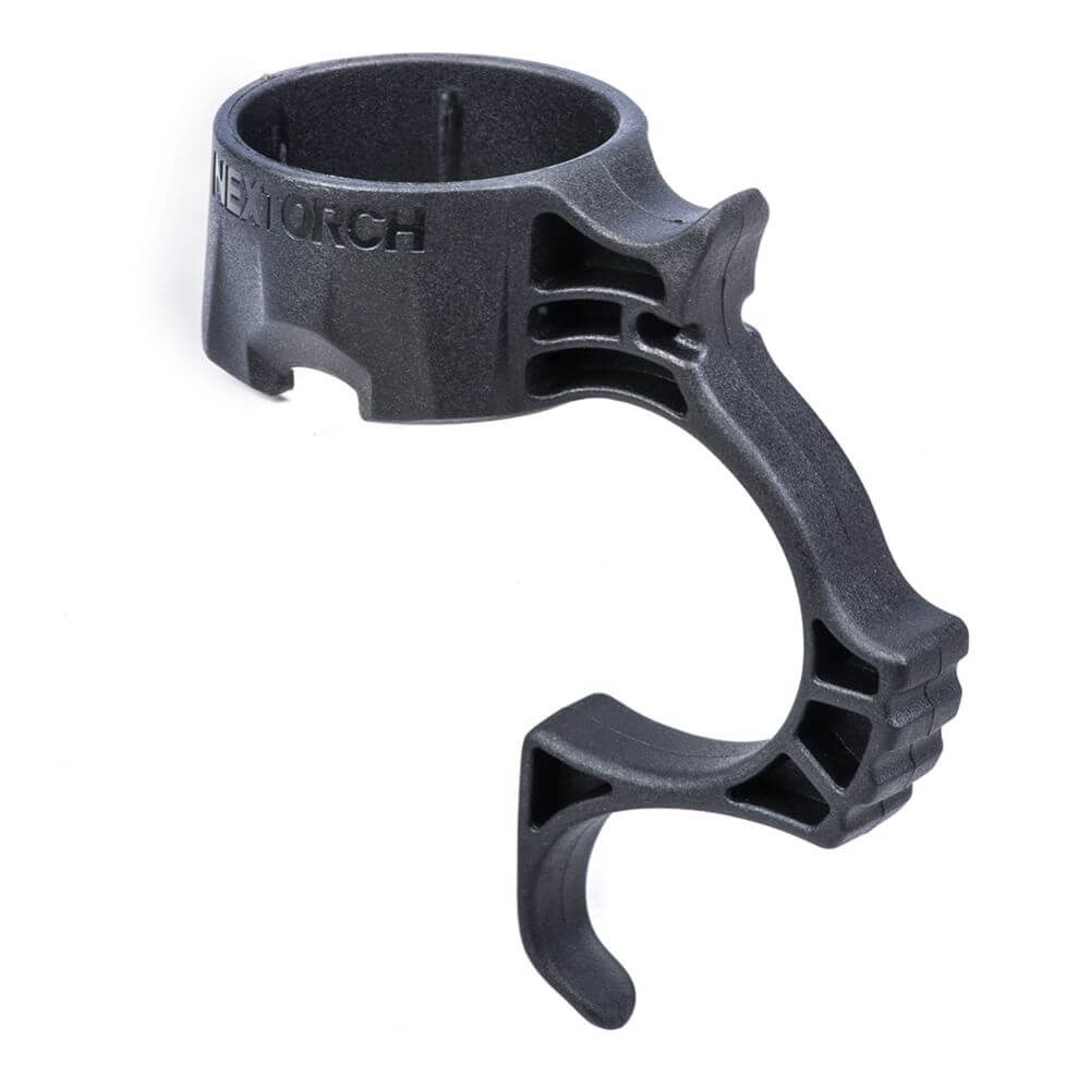 Black metal torch holder with 'Nextorch' branding on a white background
