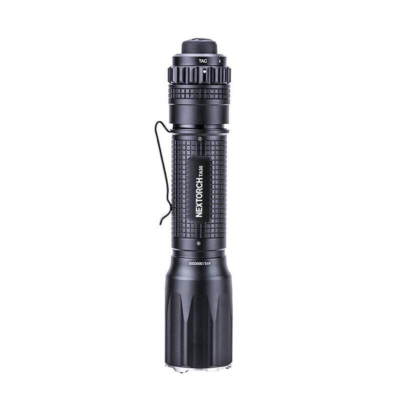 Black flashlight with 'Nektech' branding on a white background