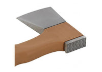 Wooden mallet with metal head on a white background
