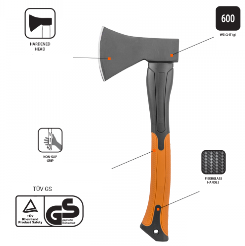 Axes with features labeled on a white background