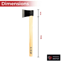 Small axe with dimensions labeled on a white background, featuring the 'Medieval Depot' logo.