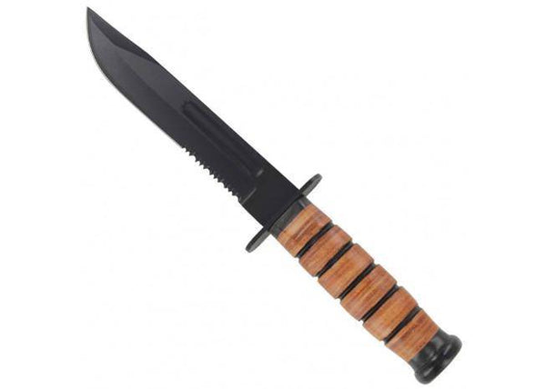 Knife with a wooden handle on a white background