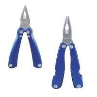 Pair of blue pliers with silver tips on a white background