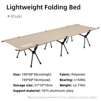 Portable Folding Camping Cot Outdoor Bed Khaki-4