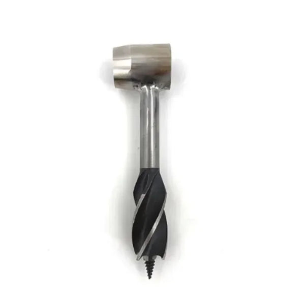 Metal drill bit on a white background