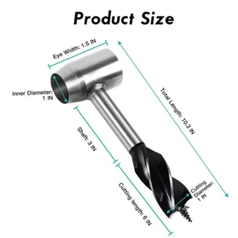 Measurement chart of a drill bit with labeled dimensions on a white background