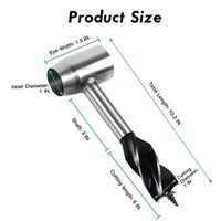 Measurement chart of a drill bit with labeled dimensions on a white background