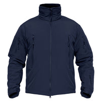 Navy blue jacket with zippers on a white background