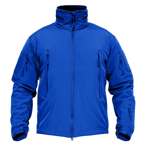 Blue jacket with zippers on a white background