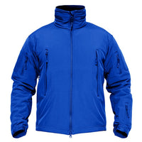Blue jacket with zippers on a white background