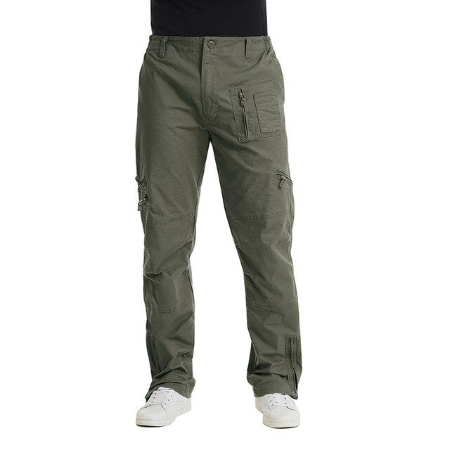Green cargo pants on a white background