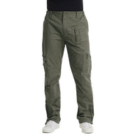 Green cargo pants on a white background