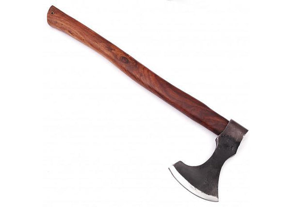 Wooden-handled axe on a white background