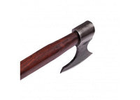 T-shaped tool with wooden handle and metal head on a white background